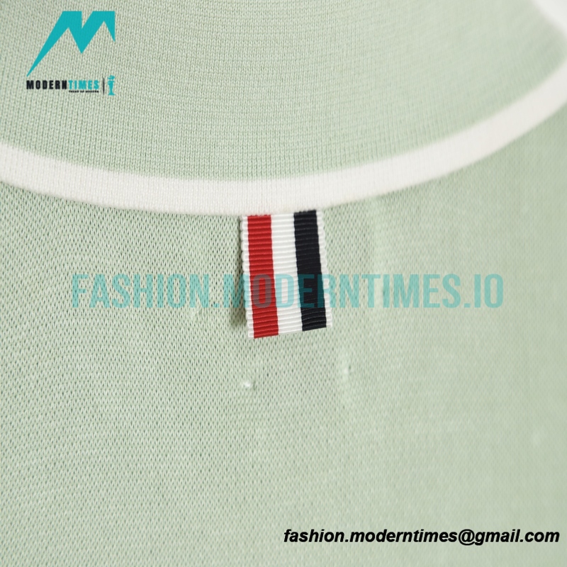 Thom Browne - 23SS Mulberry Silk Striped Polo Short-sleeved T-shirt