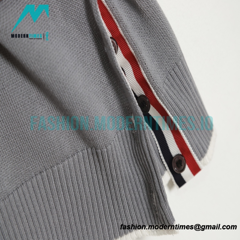 Thom Browne - 23SS Mulberry Silk Striped Polo Short-sleeved T-shirt