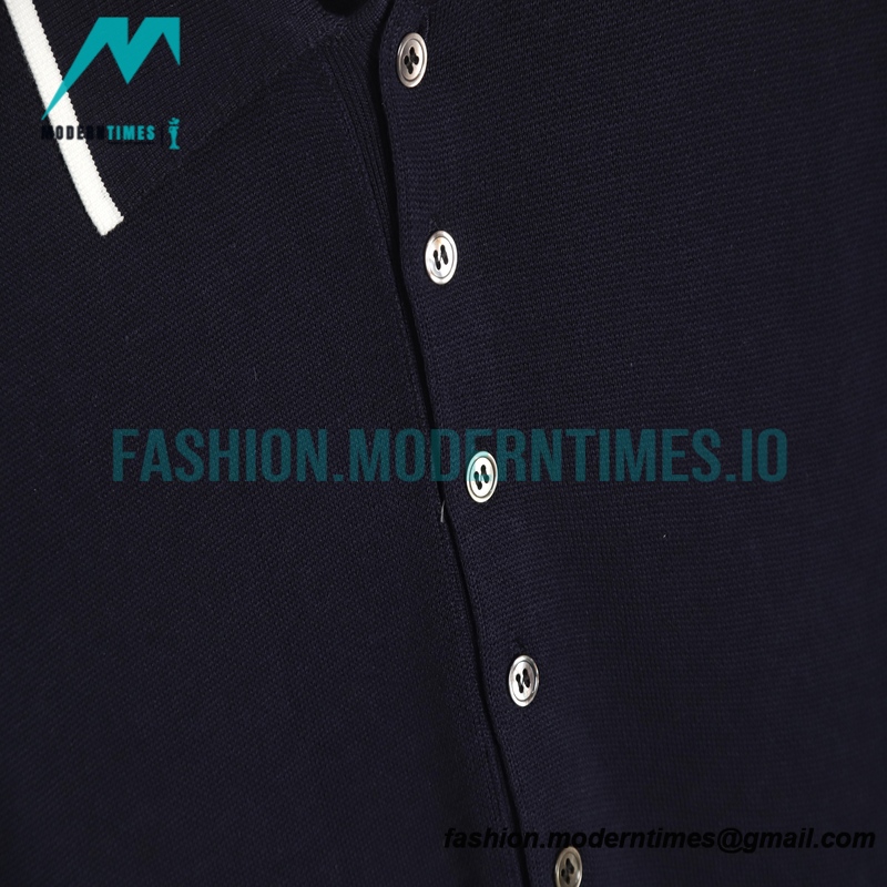 Thom Browne - 23SS Mulberry Silk Striped Polo Short-sleeved T-shirt