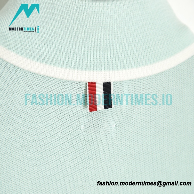 Thom Browne - 23SS Mulberry Silk Striped Polo Short-sleeved T-shirt