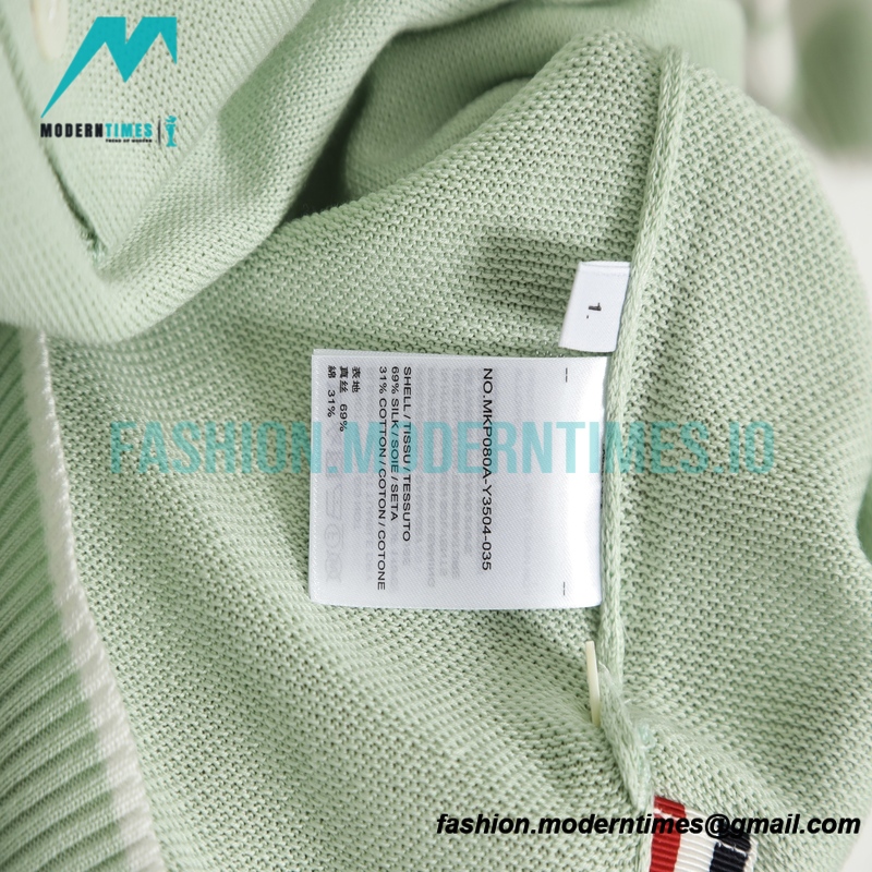 Thom Browne - 23SS Mulberry Silk Striped Polo Short-sleeved T-shirt