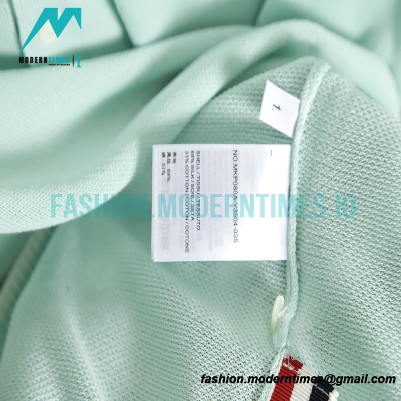 Thom Browne - 23SS Mulberry Silk Striped Polo Short-sleeved T-shirt