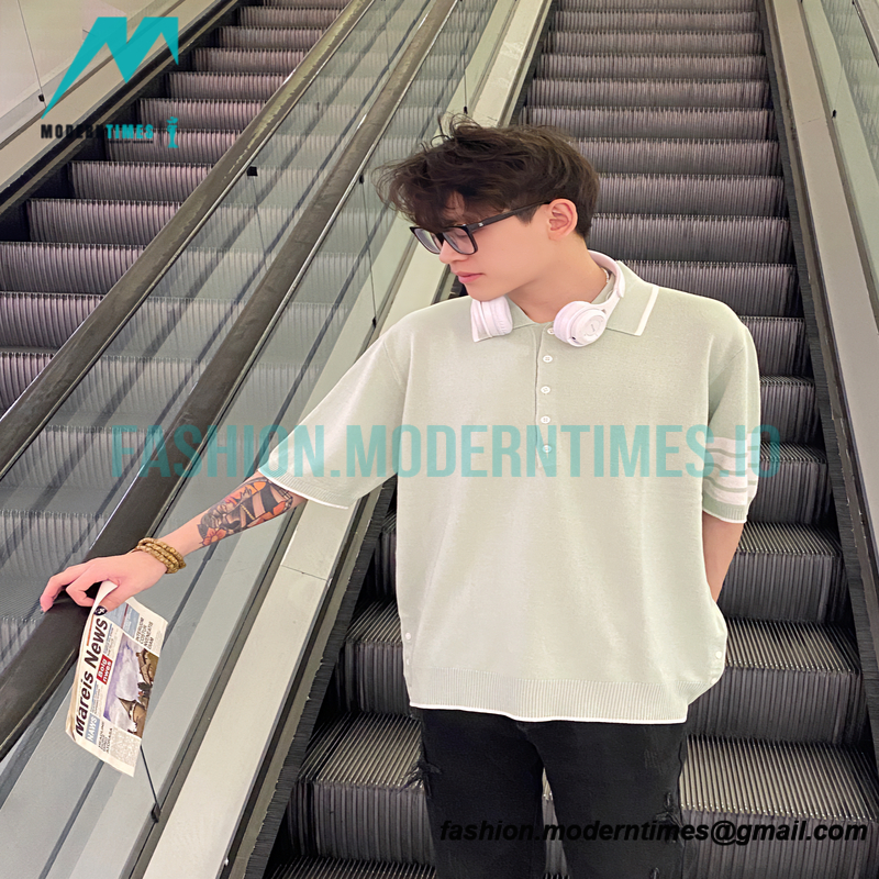 Thom Browne - 23SS Mulberry Silk Striped Polo Short-sleeved T-shirt