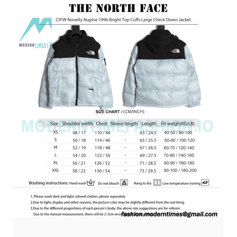 The North Face - 23FW Novelty Nuptse 1996 Bright Top Cuffs Large Check Down Jacket