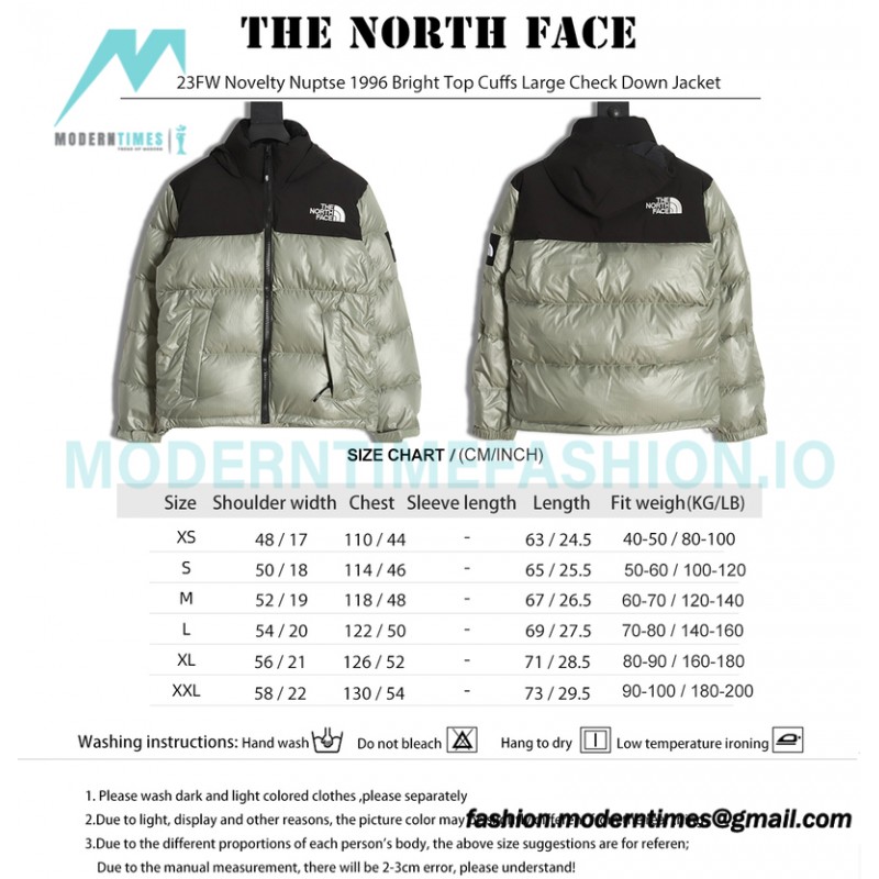 The North Face - 23FW Novelty Nuptse 1996 Bright Top Cuffs Large Check Down Jacket