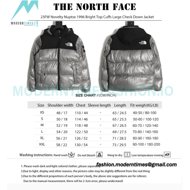 The North Face - 23FW Novelty Nuptse 1996 Bright Top Cuffs Large Check Down Jacket