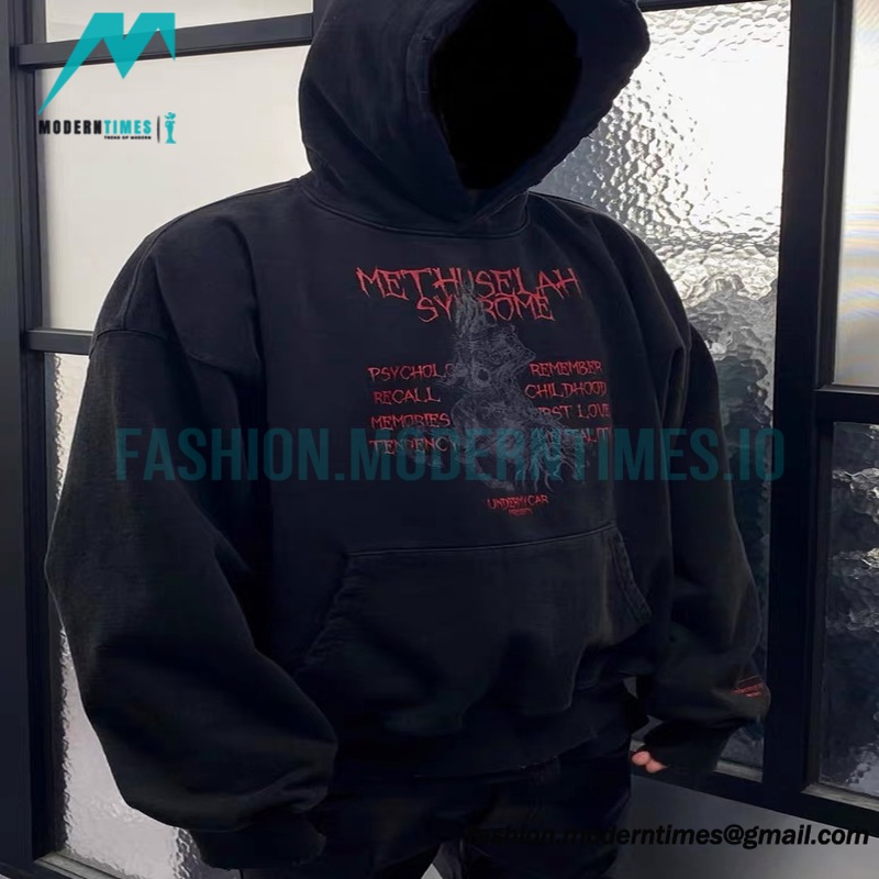 Undermycar -23FW New World Pop-store Wash Destruction Hoodie