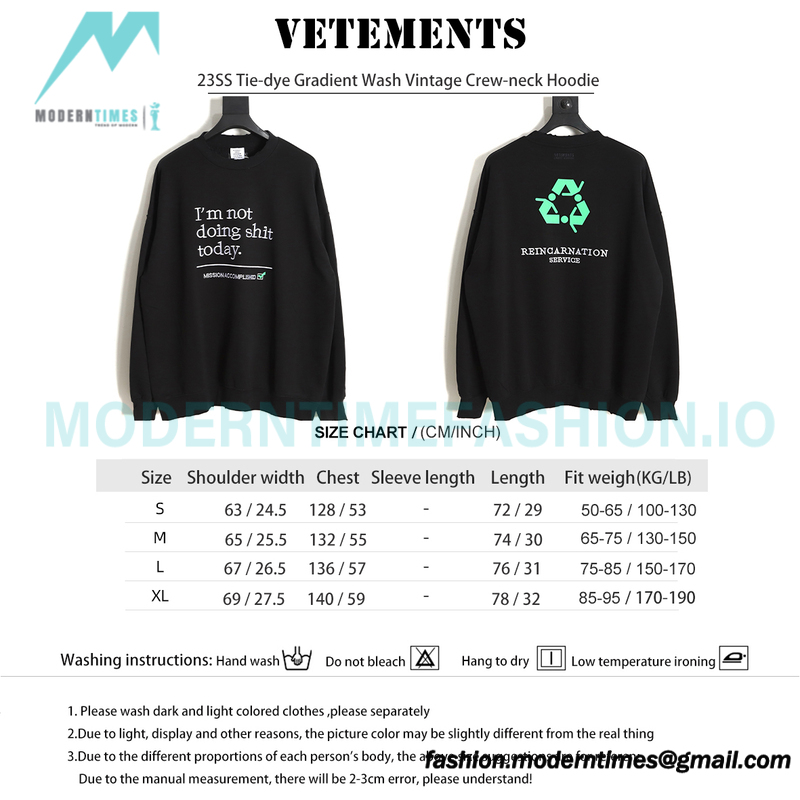 Vetements - 23SS Tie-dye Gradient Wash Vintage Crew-neck Hoodie