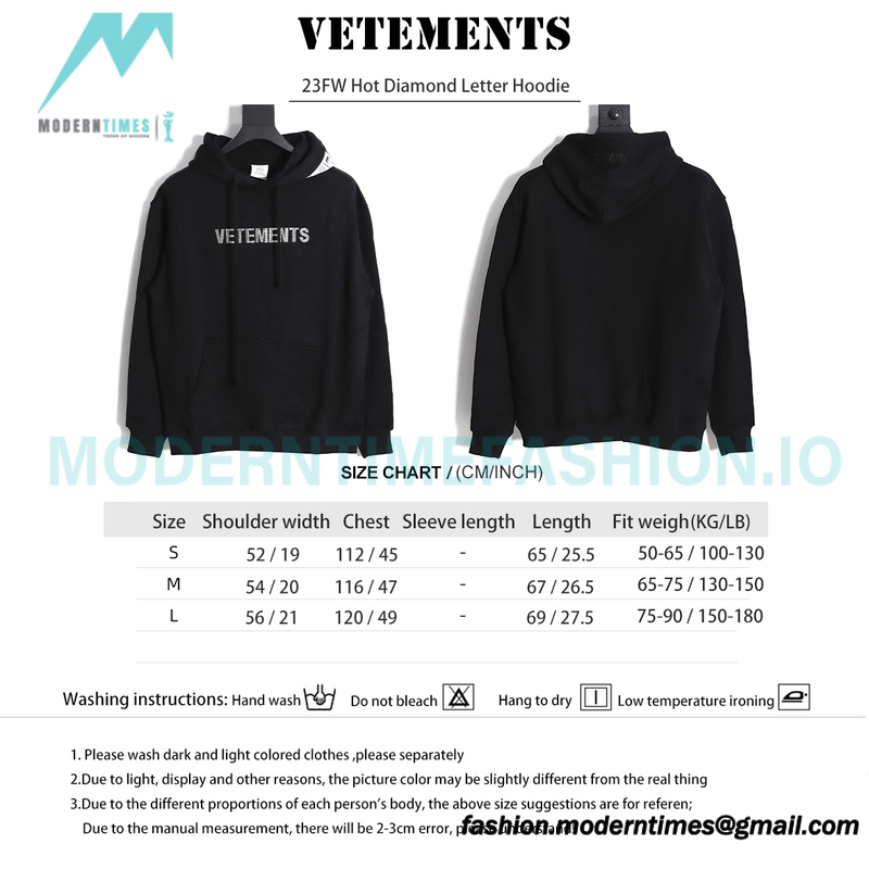 Vetements - 23FW Hot Diamond Letter Hoodie