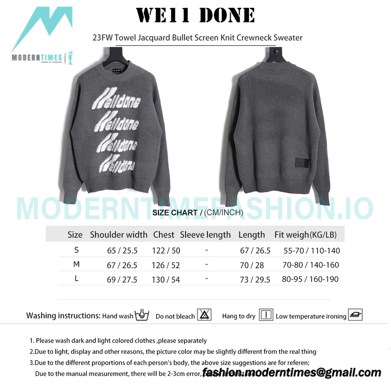 We11 Done - 23FW Towel Jacquard Bullet Screen Knit Crewneck Sweater
