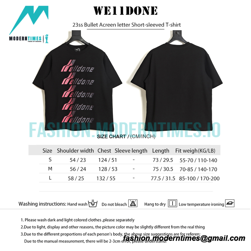 We11 Done - 23ss Bullet Acreen letter Short-sleeved T-shirt