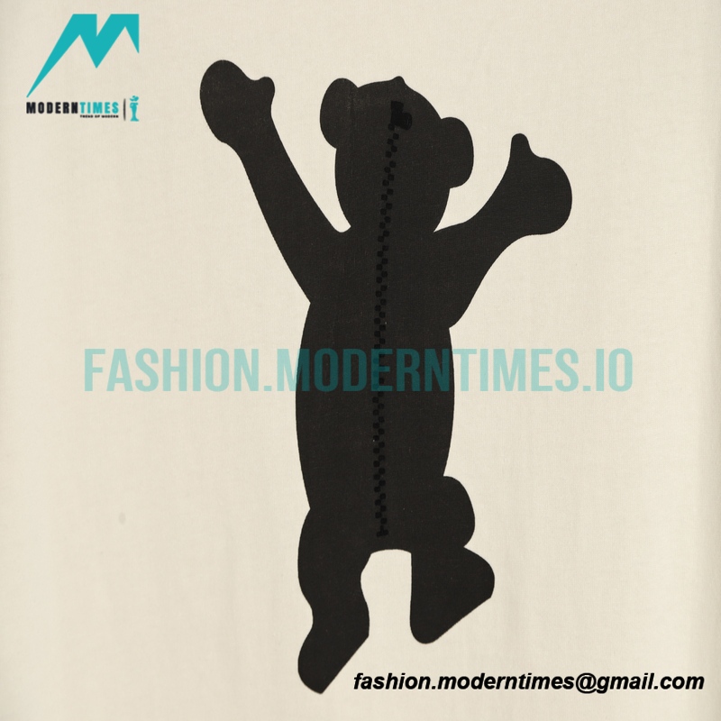 We11 Done - Dancing Bear Flocked Print Short-sleeved T-shirt