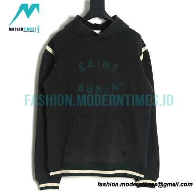 Saint Laurent - 22FW Sauteed Sand Pasted Fabric Embroidered Hoodie