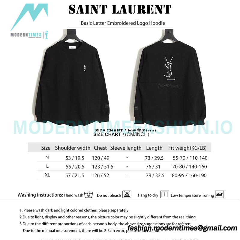 Saint Laurent Paris - Basic Letter Embroidered Logo Hoodie