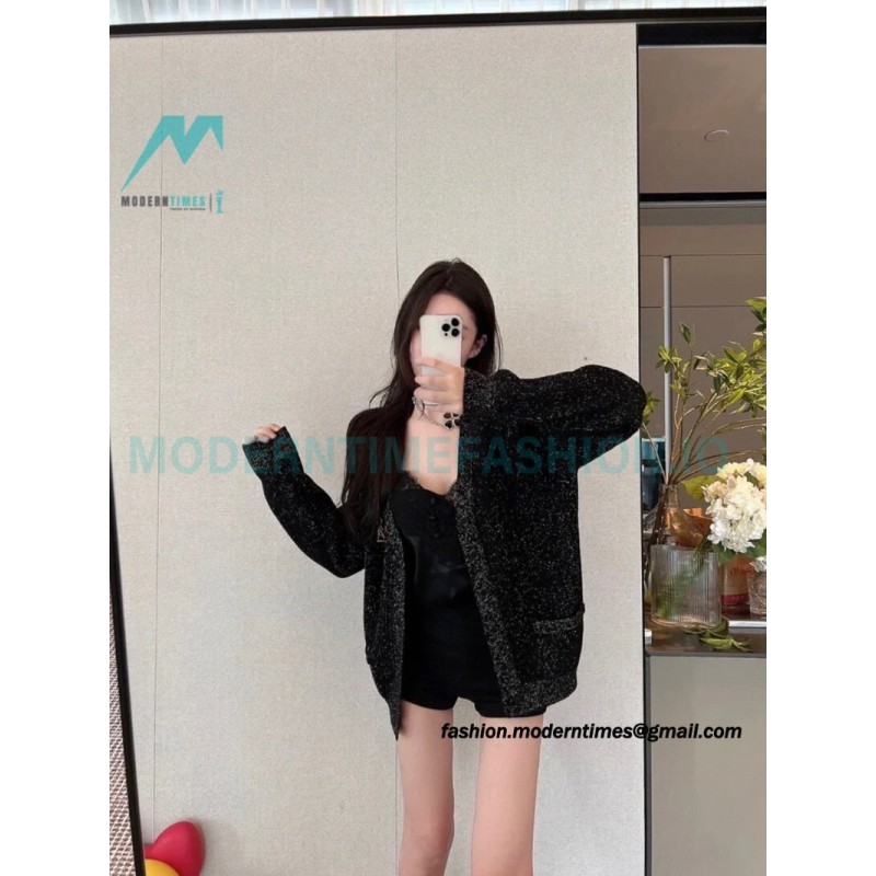 Saint Laurent - 23FW Silver Wool Cardigan Sweater