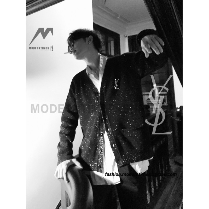 Saint Laurent - 23FW Silver Wool Cardigan Sweater
