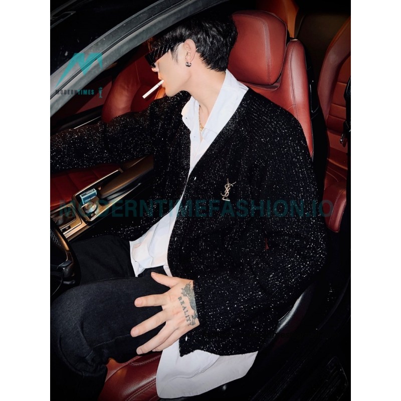 Saint Laurent - 23FW Silver Wool Cardigan Sweater