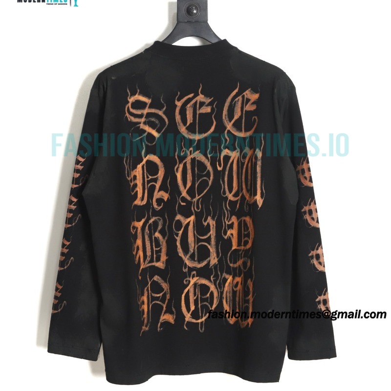 Balenciaga - 23FW Mud Dyed Sanskrit Base Long Sleeve T-shirt