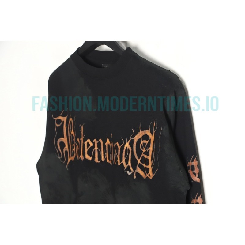 Balenciaga - 23FW Mud Dyed Sanskrit Base Long Sleeve T-shirt