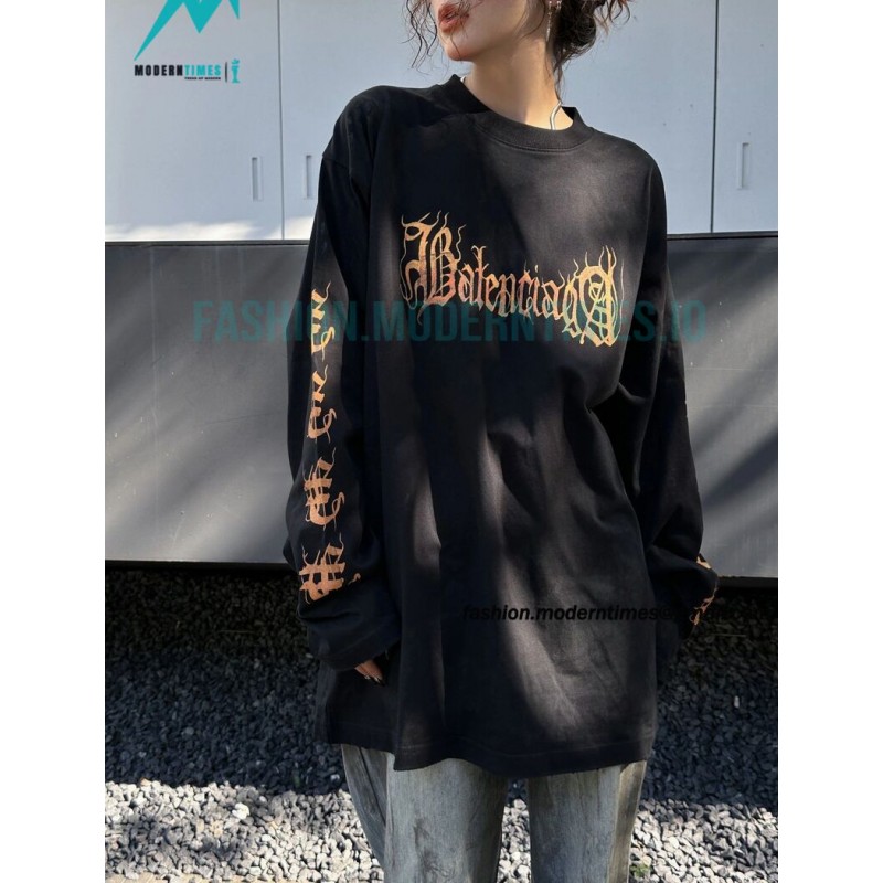 Balenciaga - 23FW Mud Dyed Sanskrit Base Long Sleeve T-shirt