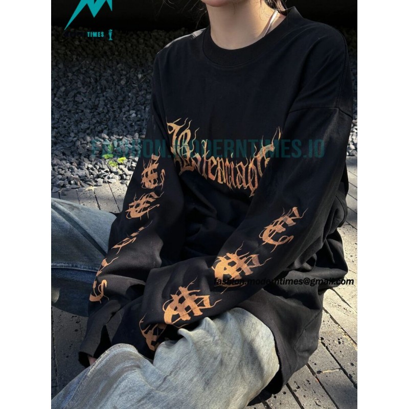 Balenciaga - 23FW Mud Dyed Sanskrit Base Long Sleeve T-shirt