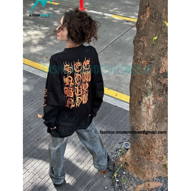 Balenciaga - 23FW Mud Dyed Sanskrit Base Long Sleeve T-shirt