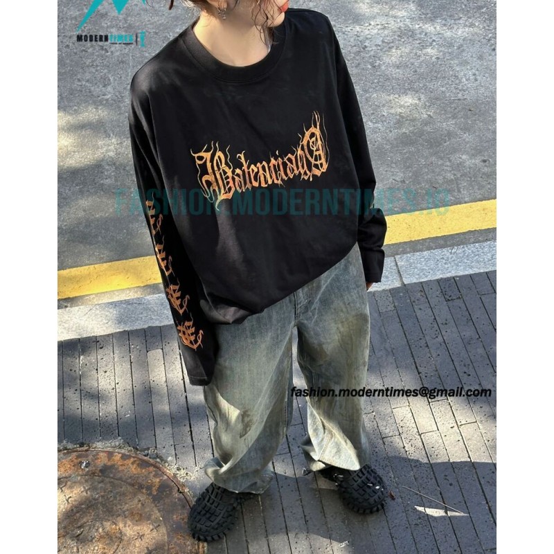 Balenciaga - 23FW Mud Dyed Sanskrit Base Long Sleeve T-shirt