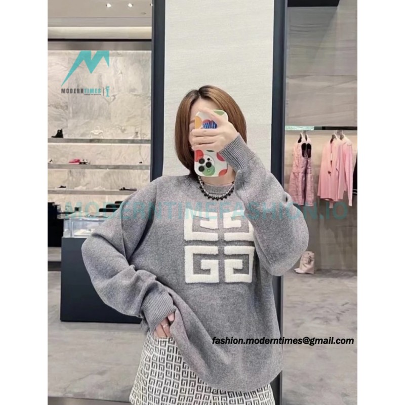Givenchy - 23ss Latest Sweater Collection Flocked Logo crewneck sweater
