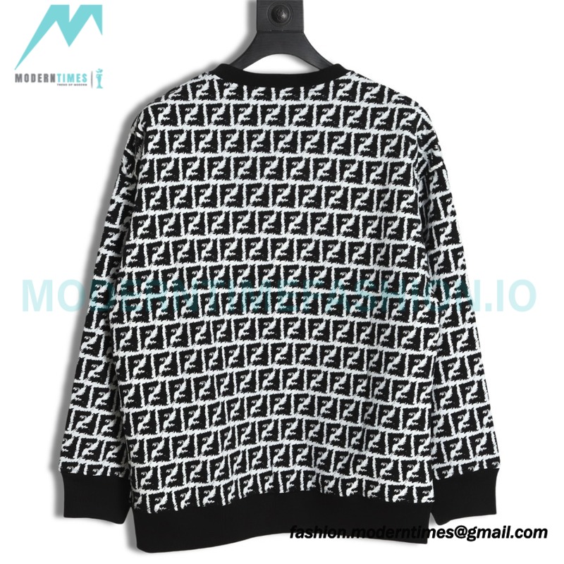Fendi - 23FW Full Print Double F Print Round Neck Hoodie