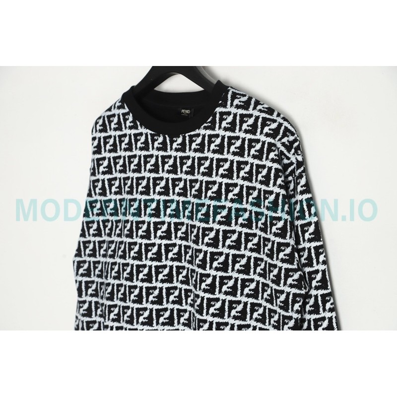 Fendi - 23FW Full Print Double F Print Round Neck Hoodie