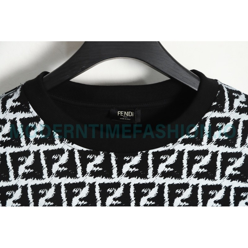 Fendi - 23FW Full Print Double F Print Round Neck Hoodie