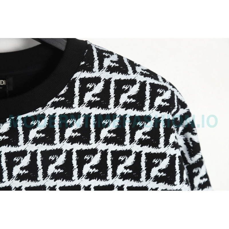 Fendi - 23FW Full Print Double F Print Round Neck Hoodie