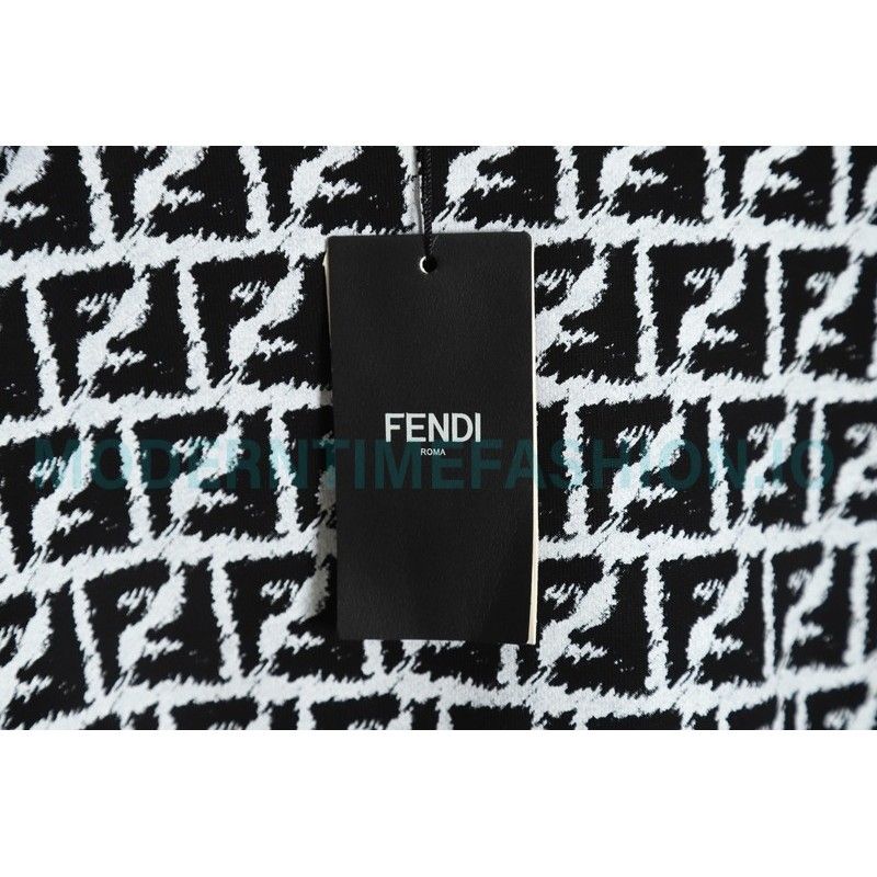 Fendi - 23FW Full Print Double F Print Round Neck Hoodie
