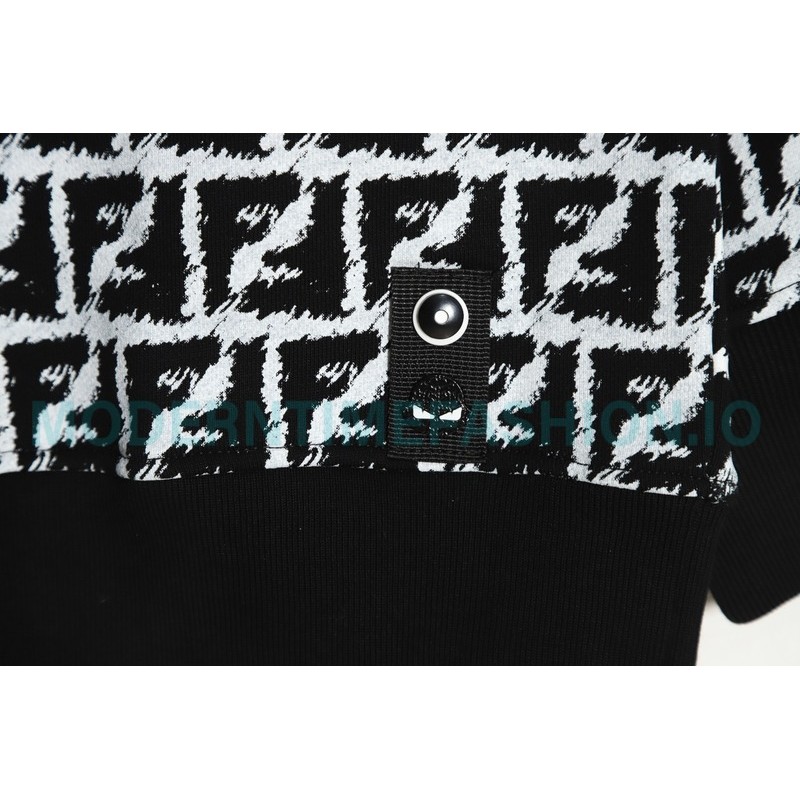 Fendi - 23FW Full Print Double F Print Round Neck Hoodie