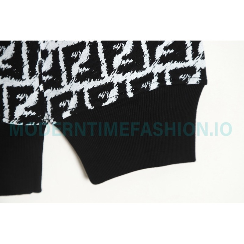 Fendi - 23FW Full Print Double F Print Round Neck Hoodie