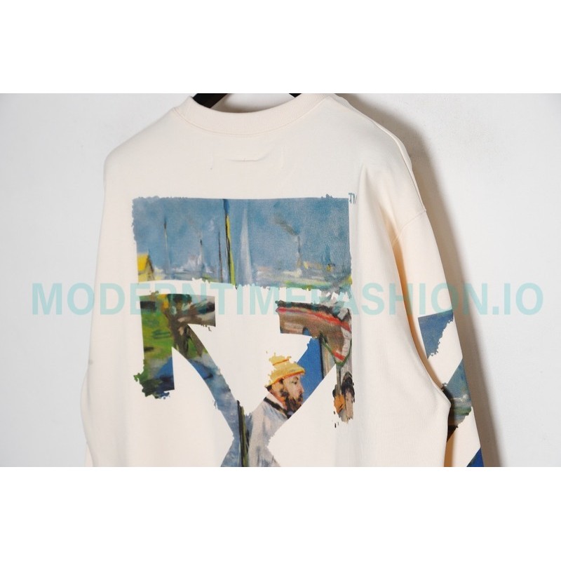 Off White - Monet Oil Painting Printed Crew-neck Hoodie