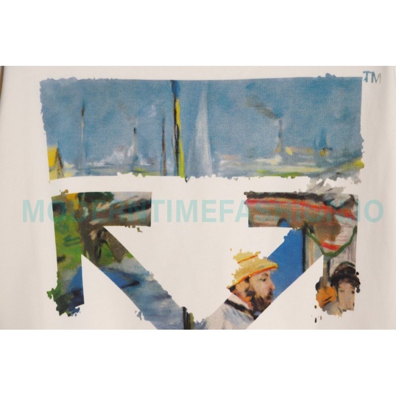 Off White - Monet Oil Painting Printed Crew-neck Hoodie
