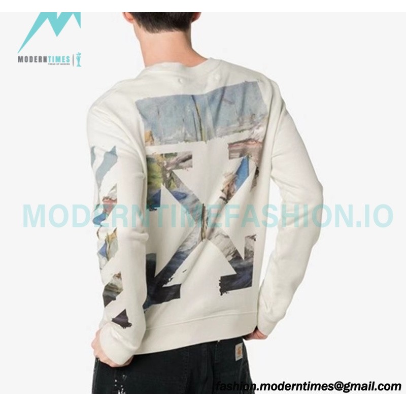 Off White - Monet Oil Painting Printed Crew-neck Hoodie