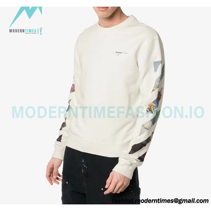 Off White - Monet Oil Painting Printed Crew-neck Hoodie