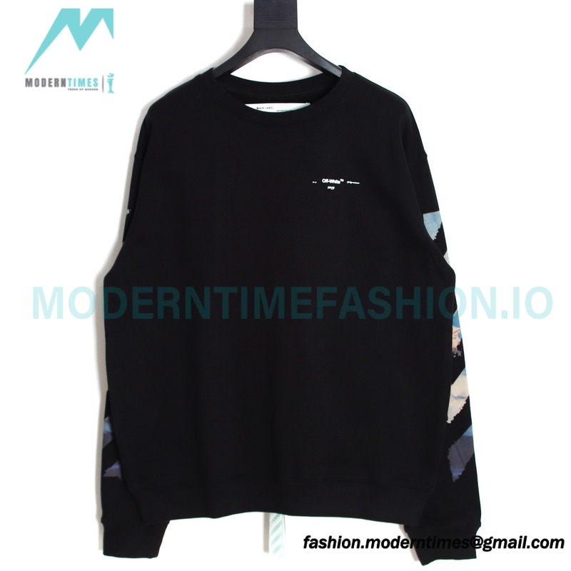 Off White - Monet Oil Painting Printed Crew-neck Hoodie