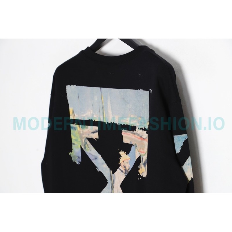 Off White - Monet Oil Painting Printed Crew-neck Hoodie