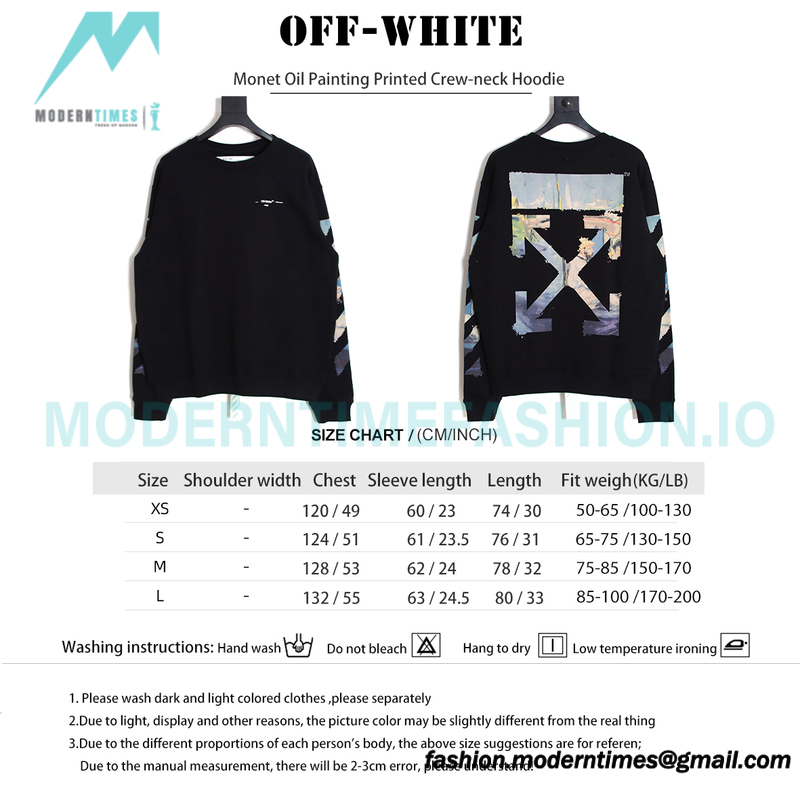 Off White - Monet Oil Painting Printed Crew-neck Hoodie