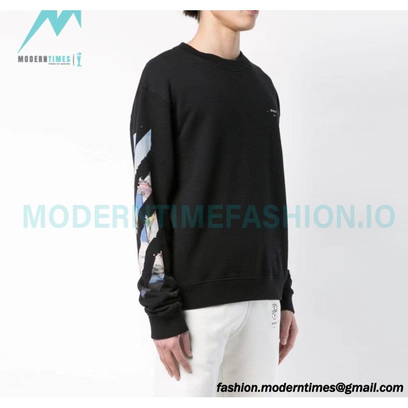 Off White - Monet Oil Painting Printed Crew-neck Hoodie